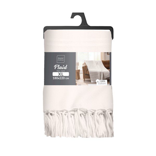 Cuvertură crem din bumbac 125x150 cm Lilia – douceur d'intérieur-image-2