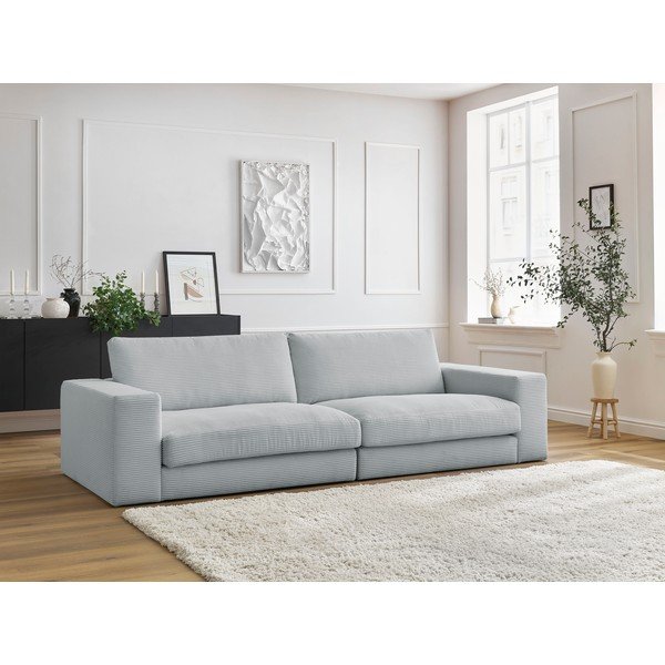 Canapea gri deschis cu tapițerie din catifea reiată  274 cm Leonard – Bobochic Paris-image-1