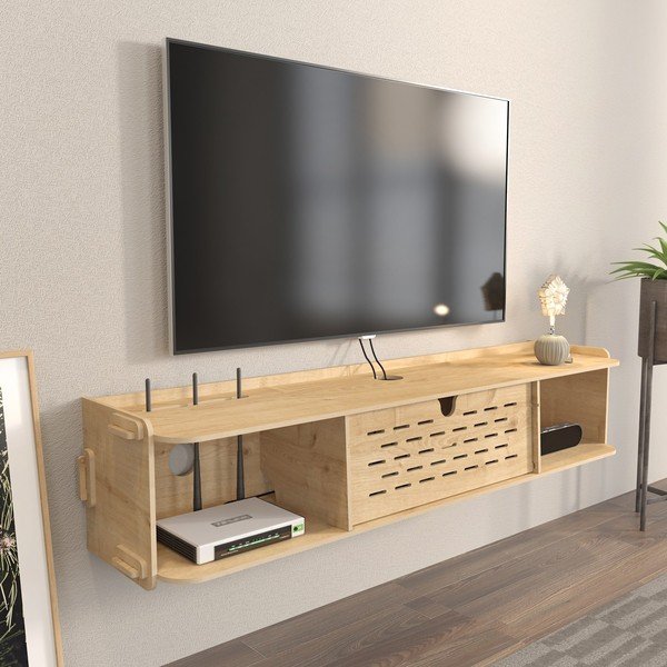 Comodă TV cu aspect de lemn de stejar 116,5x19,5 cm Sima – Kalune Design-image-1