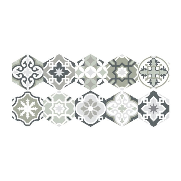 Set 10 autocolante de podea Ambiance Hexagons Lettie, 40 x 90 cm