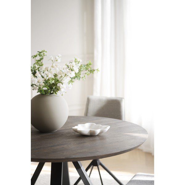 Masă de dining maro închis rotundă cu blat din lemn de stejar ø 130 cm Carradale – Rowico-image-4