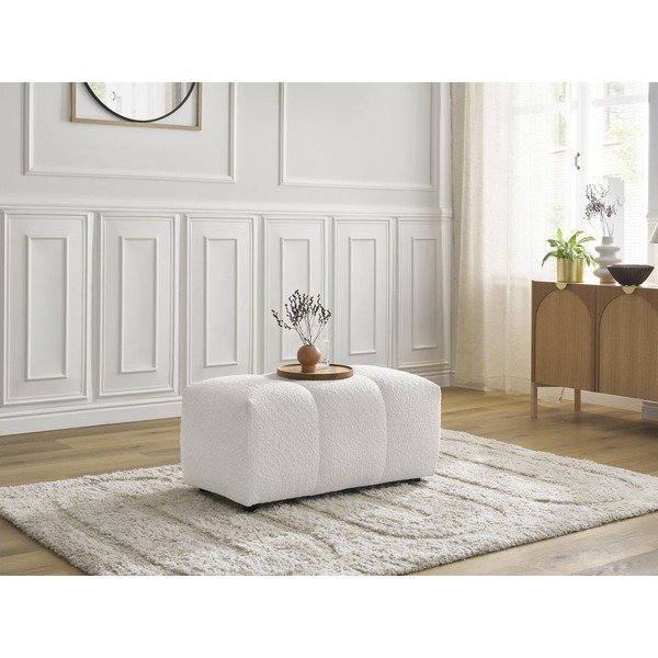 Taburet alb cu tapițerie din țesătură bouclé Roxelane – Bobochic Paris-image-4