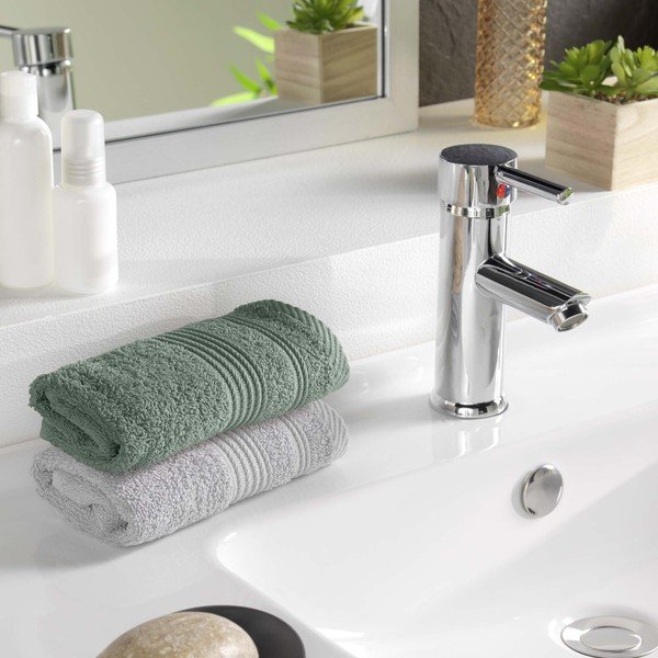 Prosop verde salvie din bumbac din frotir 30x50 cm Tendresse – douceur d'intérieur-image-1