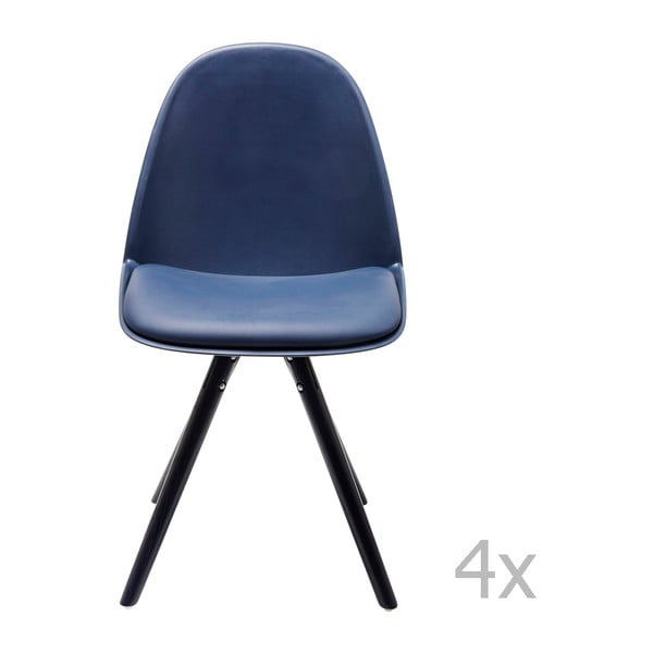 Set 4 scaune cu picioare de lemn de frasin Kare Design Candy, albastru