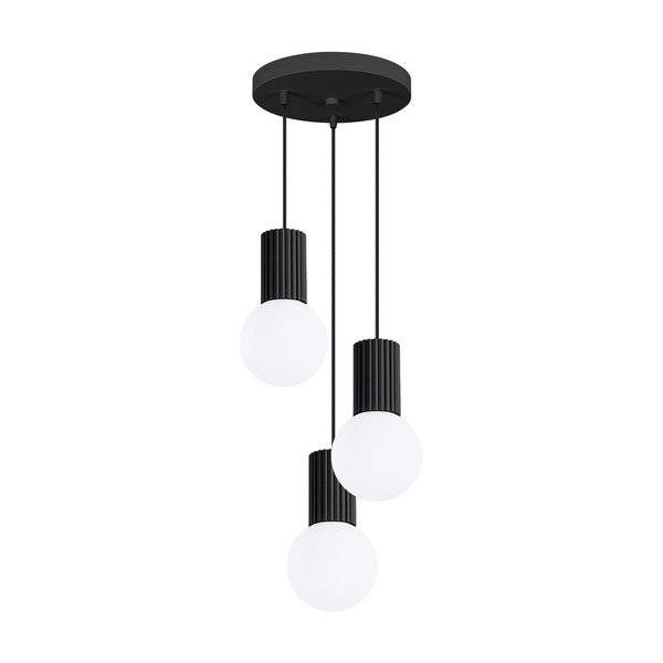 Lustră neagră din metal cu abajur din sticlă ø 25 cm Orbital – Sollux