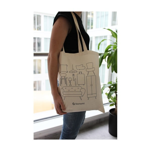 Sacoșă din pânză Bonami, crem-image-3