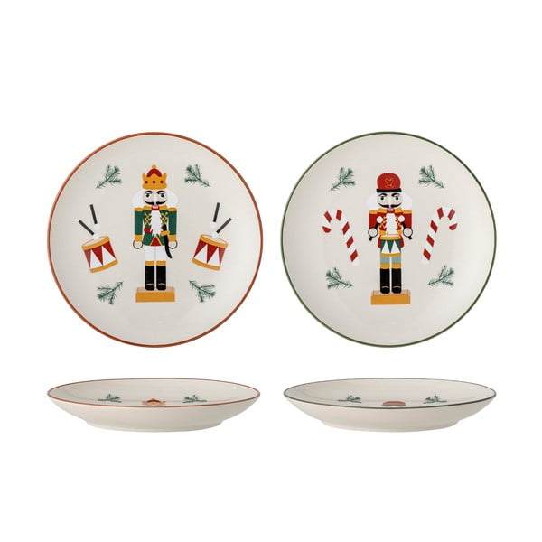 Farfurii crem 2 buc. pentru desert  din gresie ø 16 cm  cu model de Crăciun Jolly – Bloomingville-image-2