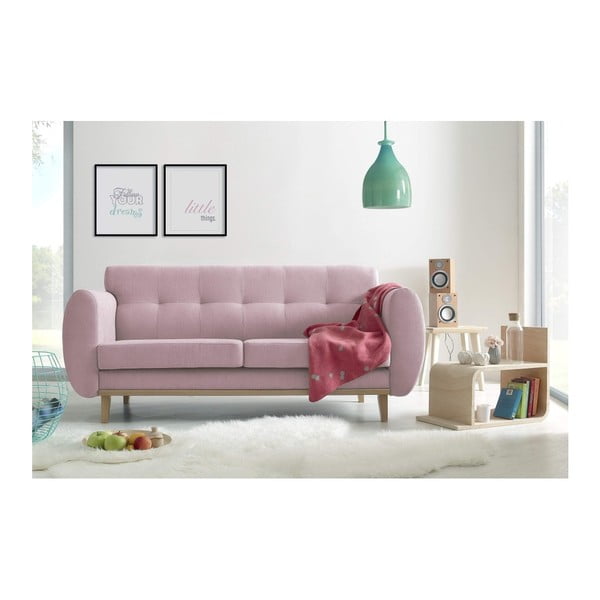 Canapea cu 2 locuri Bobochic Paris Paris Viking, roz deschis