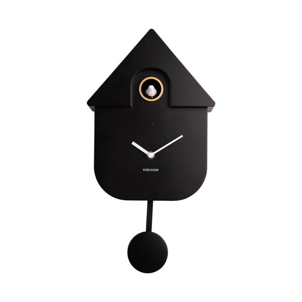 Ceas cu pendul pentru perete Karlsson Modern Cuckoo, 21,5 x 41,5 cm, negru