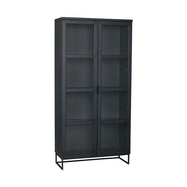 Vitrină neagră din lemn masiv de stejar 95x195 cm Everett - Rowico-image-2