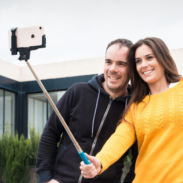 Selfie stick/bară bluetooth pentru telefon InnovaGoods, albastru-image-1