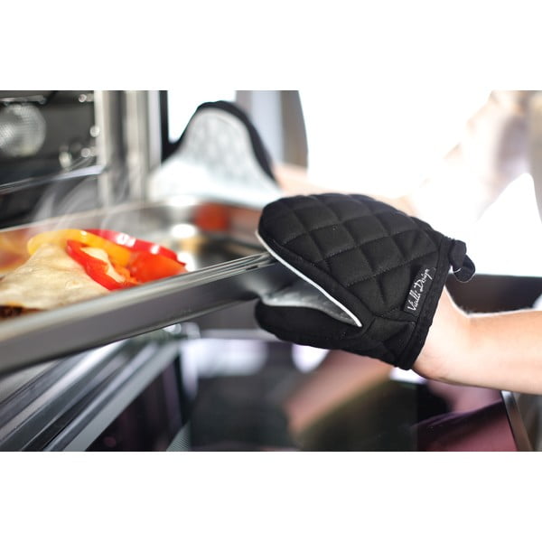 Mănușă de bucătărie din bumbac cu silicon Vialli Design, alb - negru-image-1