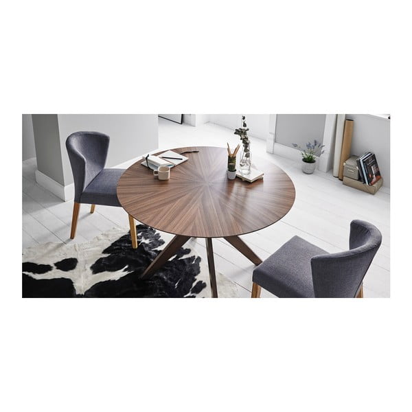 Masă dining cu aspect de lemn de nuc sømcasa Carmel, ø 120 cm-image-1