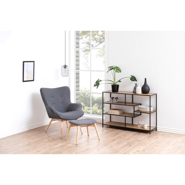 Bibliotecă neagră/cu aspect de lemn de stejar 114x78 cm Seaford – Actona-image-1