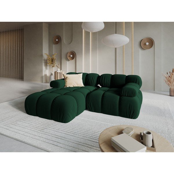 Colțar modular verde închis cu tapițerie din catifea (cu colț pe partea stângă/cu șezlong) – Micadoni -image-1
