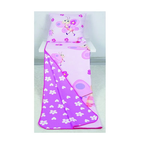 Set pătură și față de pernă  pentru copii roz 85x125 cm – OYO kids