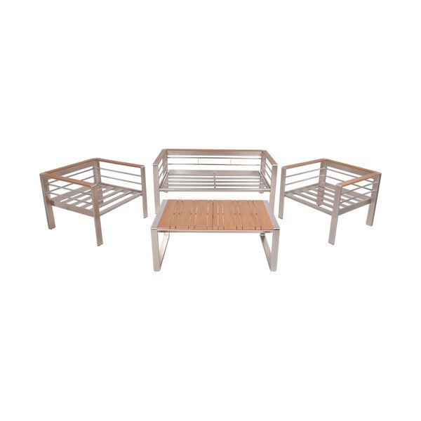 Set mobilier de grădină gri din metal pentru 4 persoane Florence – Garden Pleasure-image-3