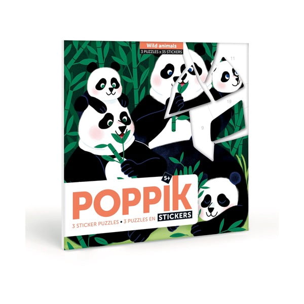 Puzzle cu stickere Poppik „Animale sălbatice”