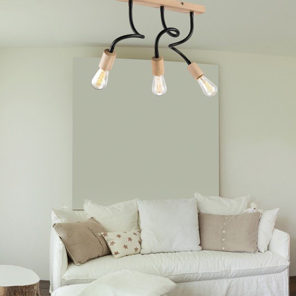 Plafonieră neagră/în culoare naturală - LAMKUR-image-3