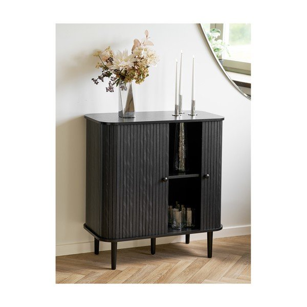 Comodă neagră din lemn de pin 80x87x40 cm Nikko – House Nordic-image-1