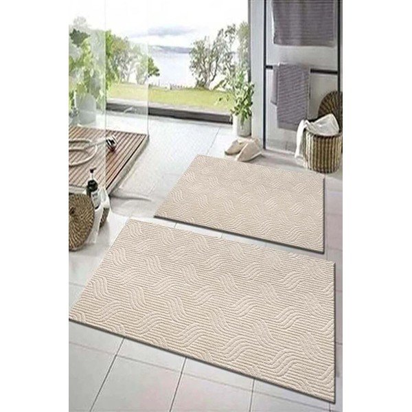 Covorașe de baie bej 2 buc. 60x100 cm – Mila Home-image-1