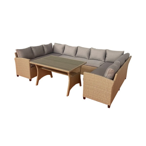 Set mobilier de grădină bej pentru 9 persoane Ventura – Unique Furniture-image-2