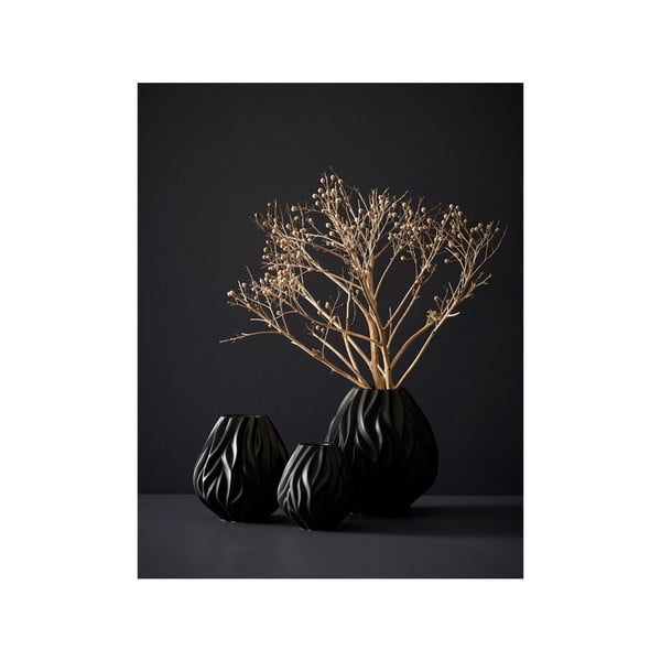 Vază din porțelan Morsø Flame, înălțime 15 cm, negru-image-2