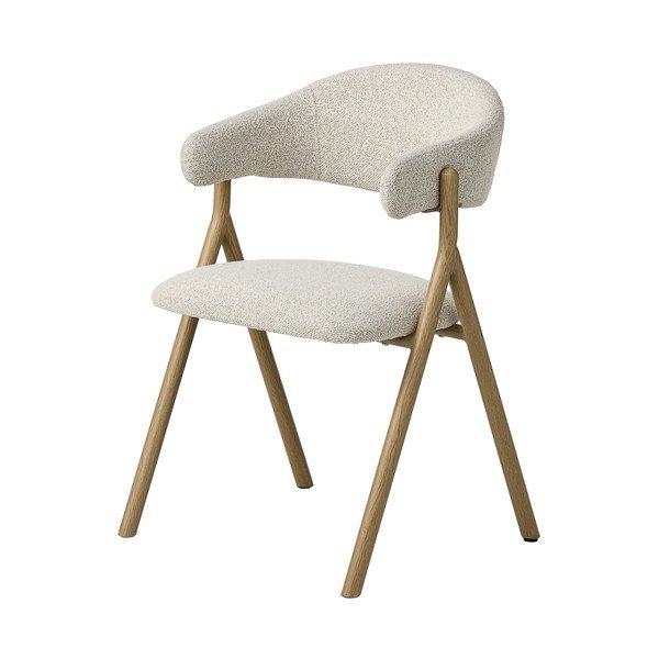 Scaun de living crem/în culoare naturală cu cotiere tapițat Frances – Unique Furniture