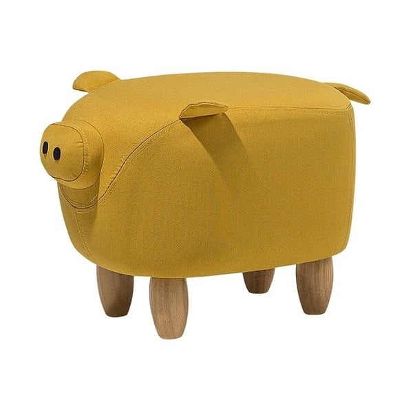 Taburet în formă de porc Monobeli Pig, 32 x 50 cm, galben