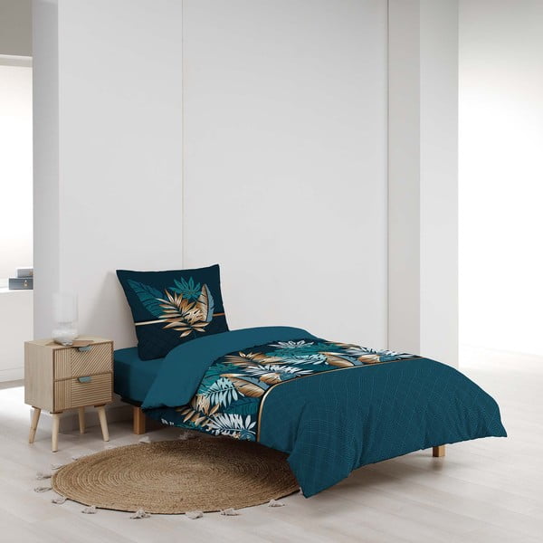 Lenjerie de pat în culoarea petrolului din bumbac pentru pat de o persoană 140x200 cm Alianor – douceur d'intérieur-image-2