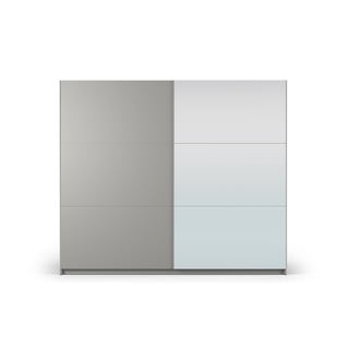 Dulap gri cu oglindă și uși glisante 250x215 cm Lisburn - Cosmopolitan Design
