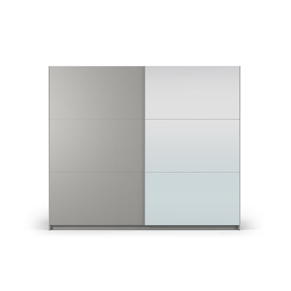 Dulap gri cu oglindă și uși glisante 250x215 cm Lisburn - Cosmopolitan Design