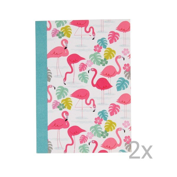 Set 2 caiete liniate cu print flamingo Rex London Flamingo Bay