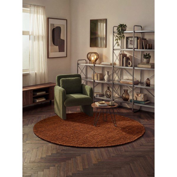 Covor maro țesut manual rotund din lână ø 200 cm Bexley Woolwich – Ted Baker-image-1