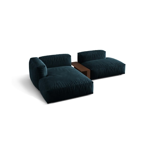 Colțar modular albastru închis cu tapițerie din catifea (cu colț pe partea stângă/cu șezlong) Martina – Micadoni -image-2