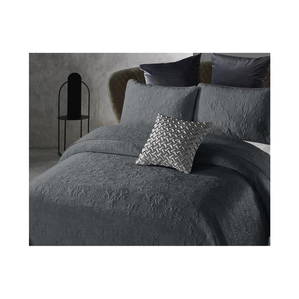 Cuvertură din micropercal cu 2 fețe de pernă Dreamhouse Velvet Clara, 250 x 260 cm, gri-image-1