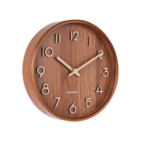 Ceas de perete din lemn de tei Karlsson Pure Small, maro, ø 22 cm-image-1