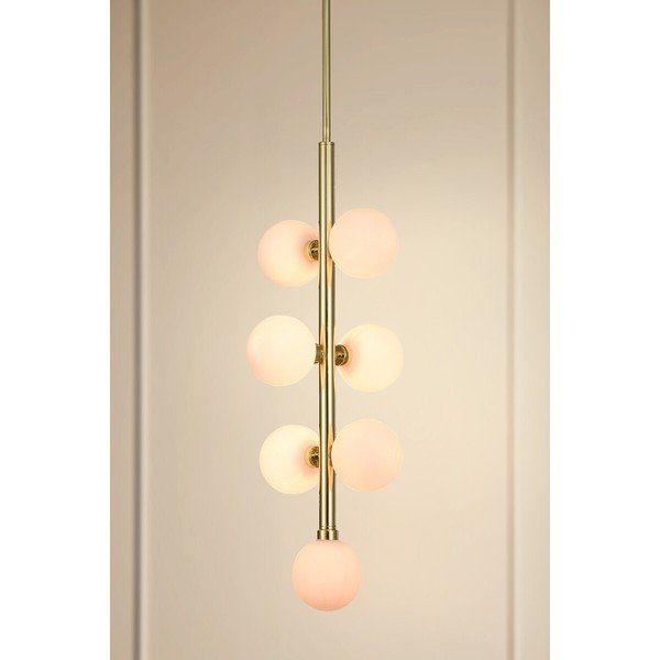 Lustră albă/aurie din metal cu abajur din sticlă ø 27 cm Trieste – Premier Housewares-image-1
