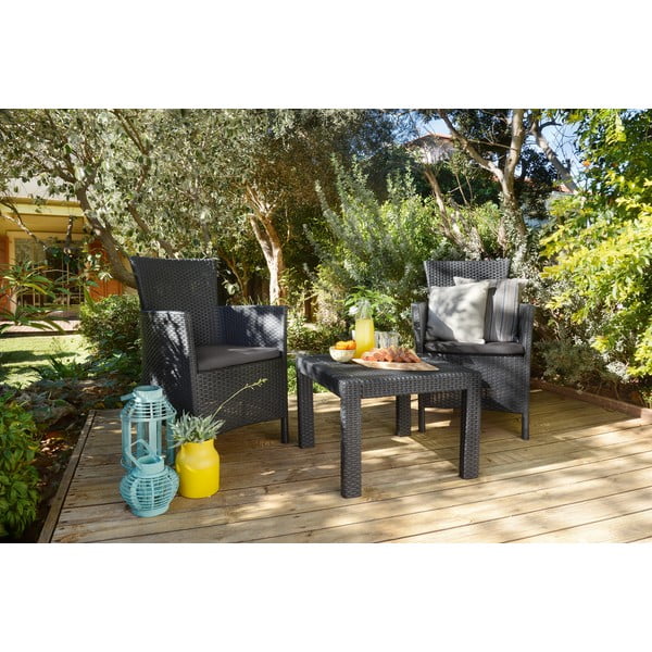 Set mobilier de grădină gri antracit din ratan artificial pentru 2 persoane Rosario – Keter-image-3