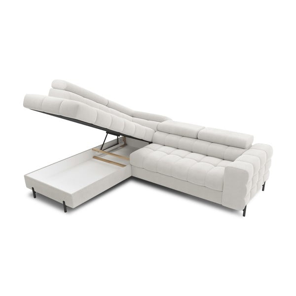 Colțar crem extensibil/cu spațiu de depozitare cu tapițerie din țesătură bouclé (cu colț pe partea stângă/în formă de ”L”) Ferucce – ELTAP-image-4