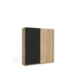 Dulap negru în decor stejar cu uși glisante 182x200 cm Care - Marckeric