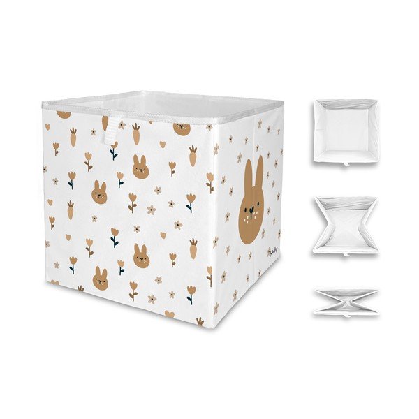 Organizator de jucării pentru copii alb din material textil 32x32x32 cm Sweet Bunnies – Butter Kings-image-3