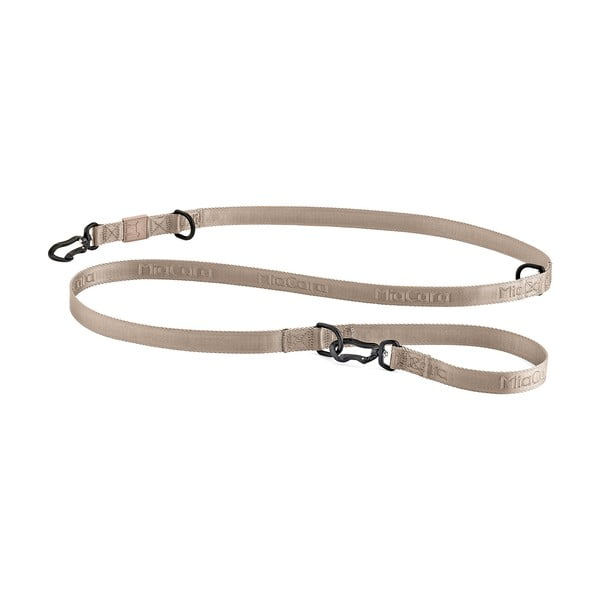 Lesă bej cu prindere prin carabină lungime 200 cm Modena Greige 25 mm – MiaCara