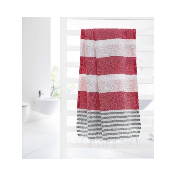Prosop hammam Ellis Red/Gray, 100 x 180 cm-image-2