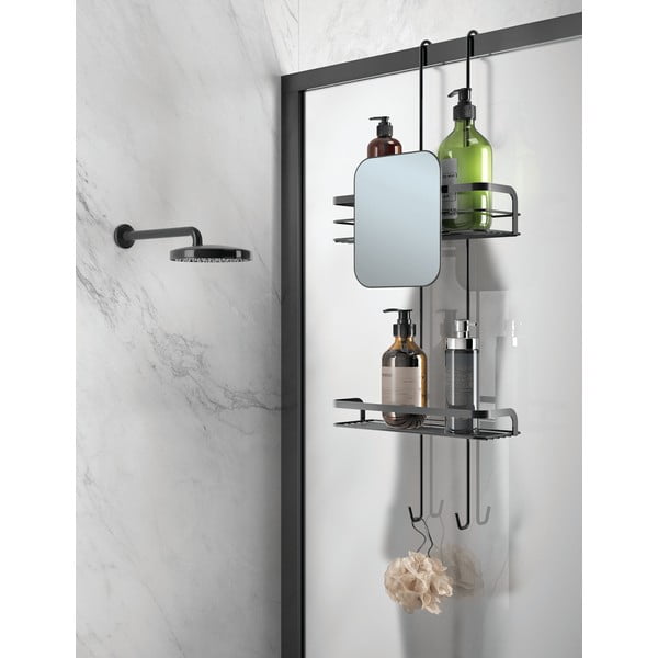 Raft pentru baie negru mat suspendat din oțel Lava – Metaltex-image-1