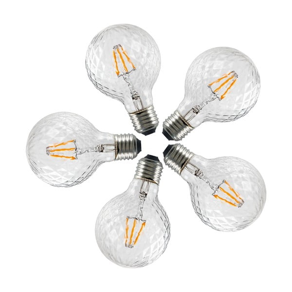 Set 5 becuri LED  Bulb Attack GLOBE Clear Crystal Linear, 5,5 W