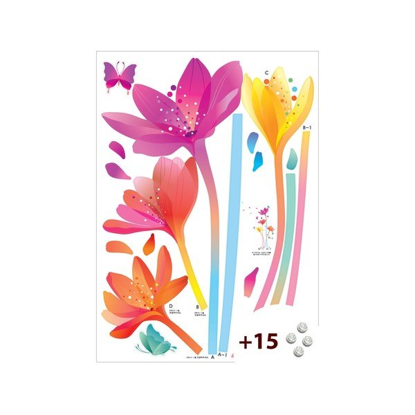 Set autocolante și 15 cristale Swarovski Ambience Rainbow Flowers-image-1