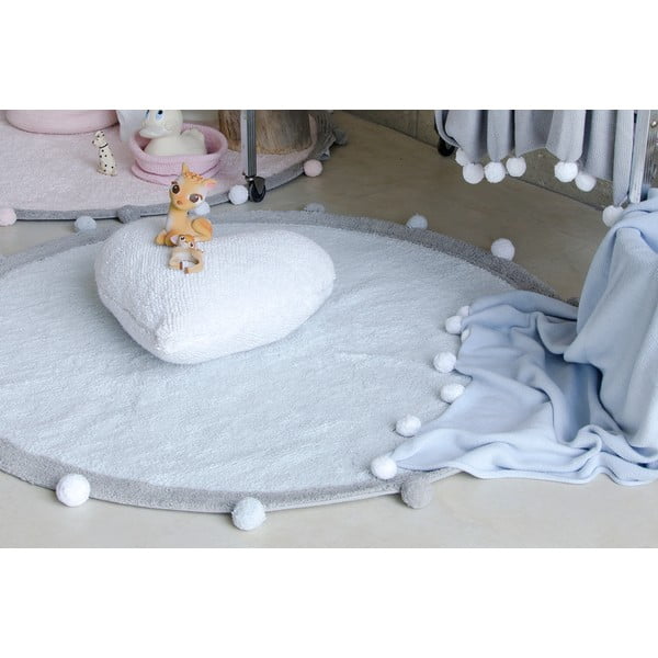 Covor pentru copii albastru deschis lavabil/țesut manual din bumbac ø120 cm Bubbly – Lorena Canals-image-4