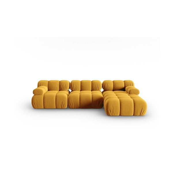 Canapea galbenă cu tapițerie din catifea 285 cm Bellis – Micadoni Home