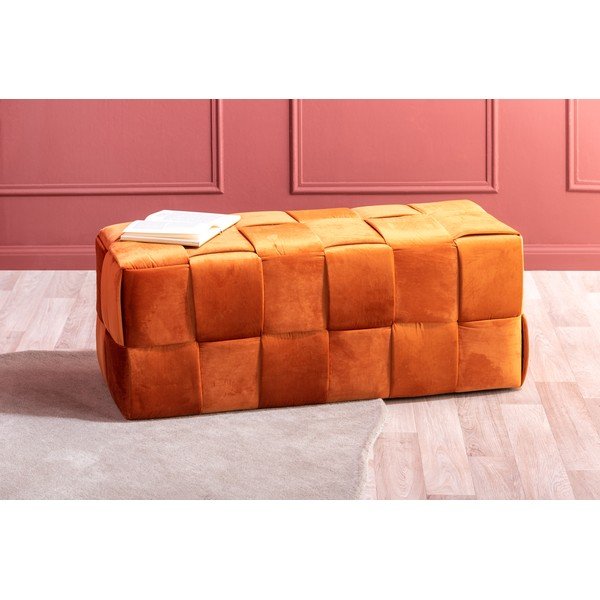 Taburet portocaliu cu tapițerie din catifea Weaved – Leitmotiv-image-1
